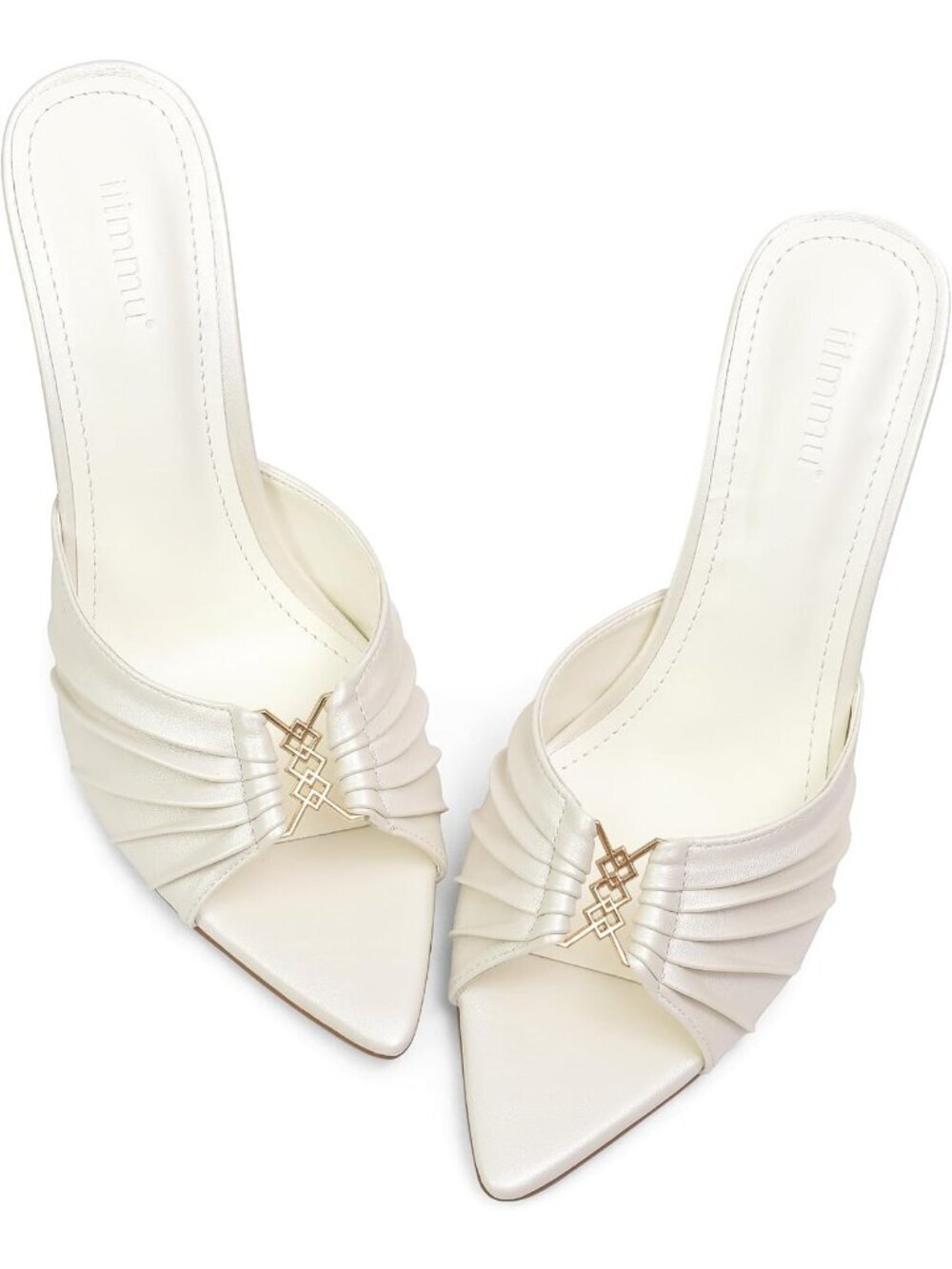 Women's White Faux Leather Pointed Toe Stylish Elegant Comfortable High Heel